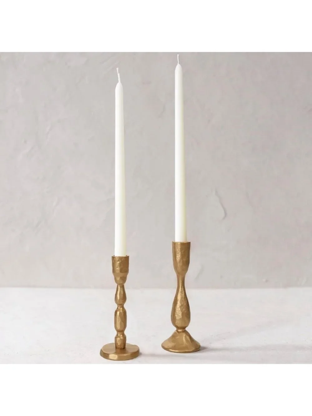 Handcrafted Antique Brass Taper Candle Holders - Set of 2 Decorative